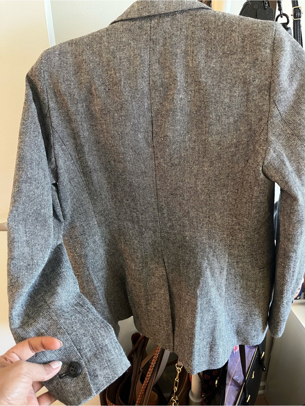 Mango Gray Textured Single-Button Blazer - Picture 5 of 6